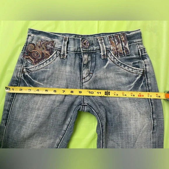 LOW RISE MISS SIXTY YK2 VINTAGE BLUE JEANS ,DISTRESS WITH EMBROILED POCKETS 24 - Picture 15 of 16